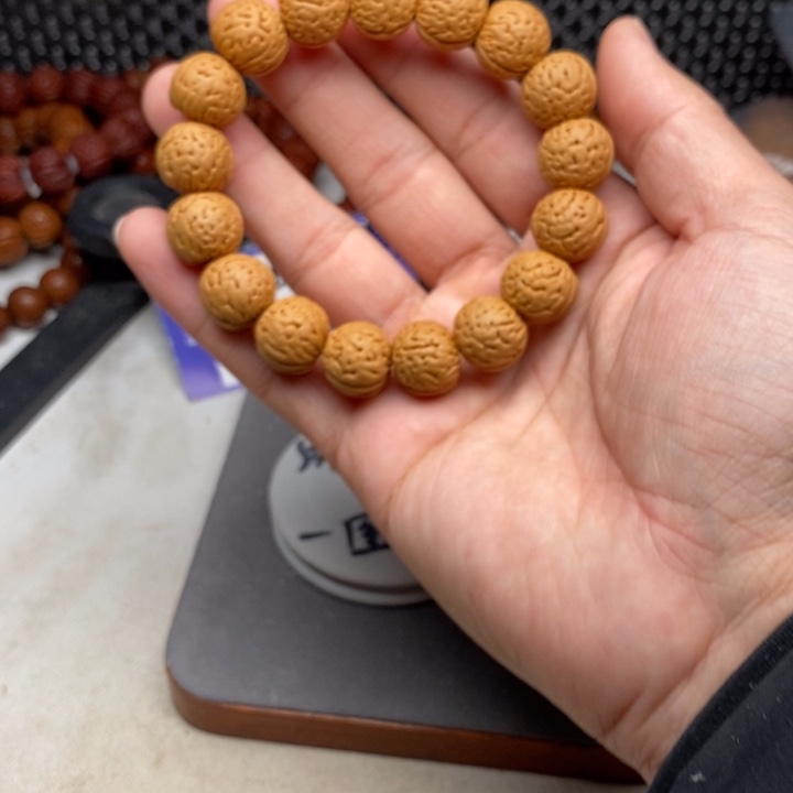 初***光文玩核桃手串金丹桃核手串