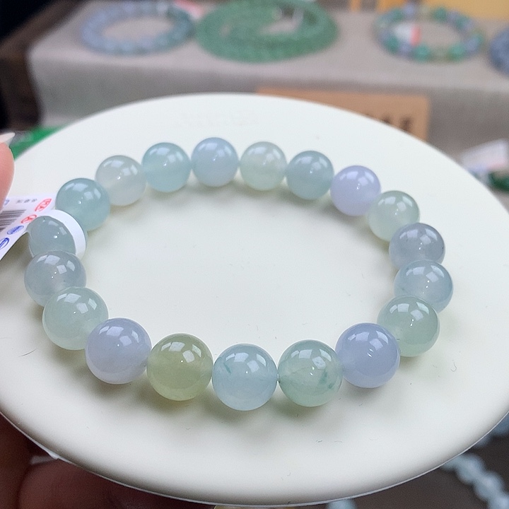 翡翠未镶嵌手链冰润马卡龙