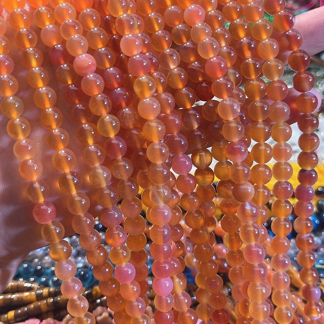 玛瑙/玉髓合金珠宝半成品溏心玛瑙一条8mm