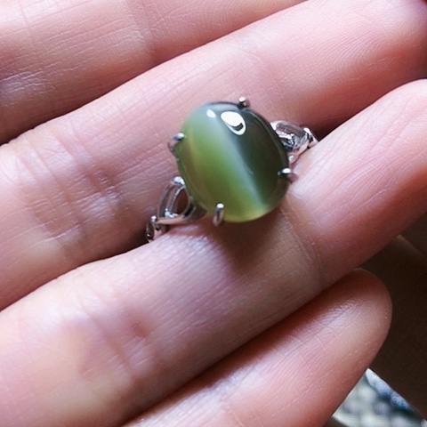 和田玉戒指银S925镶嵌