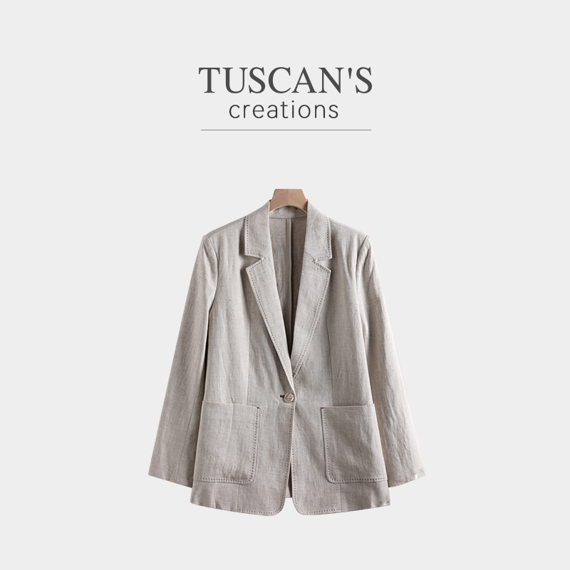 TUSCAN'S CREATIONS秋季百搭轻奢气质翻领西装女纯色大衣时代双鱼