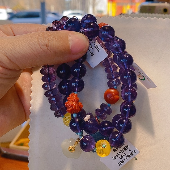 紫晶手链银S925镶嵌原创设计