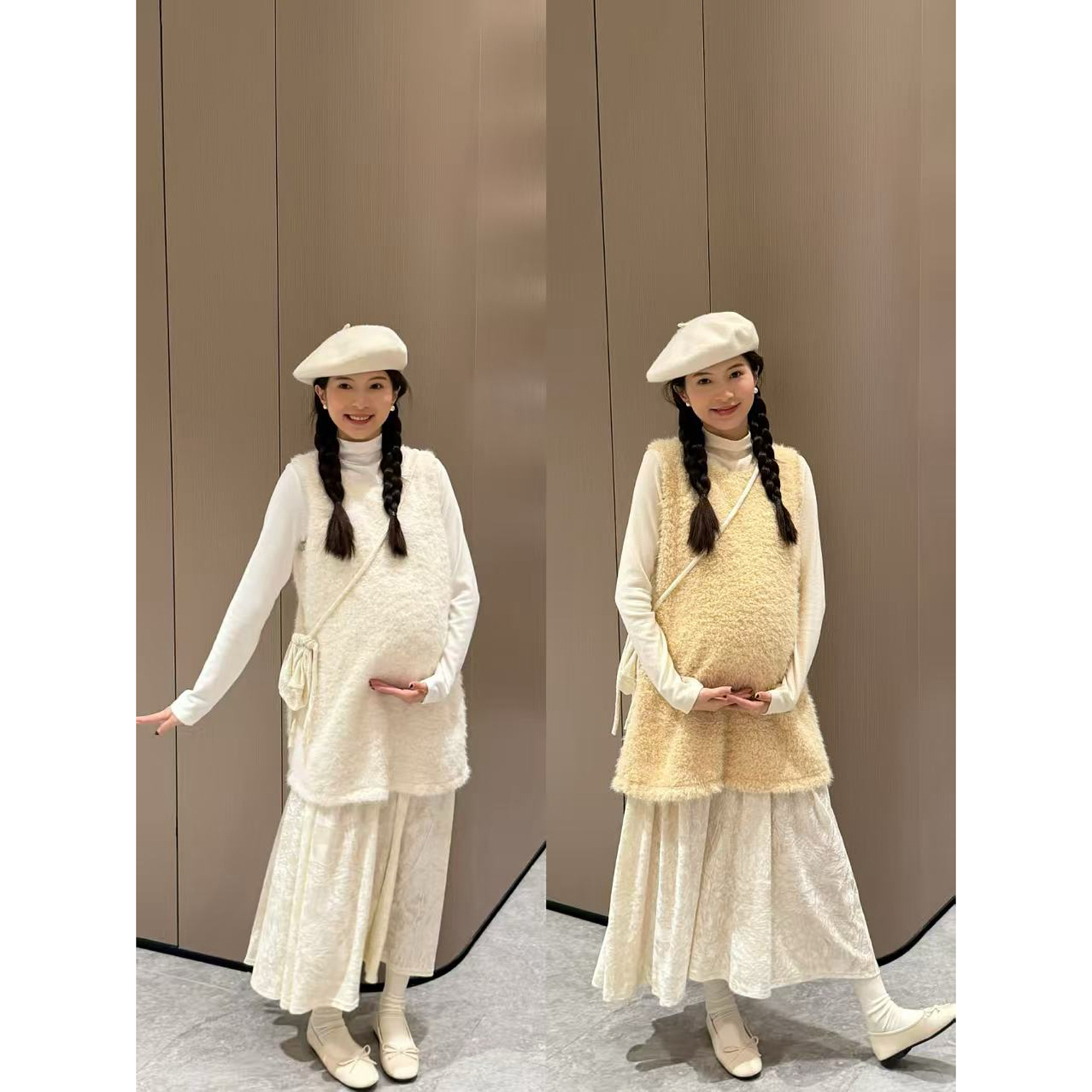 芒兜兜【甜心蛋糕】韩系休闲奶油风假两件背心裙连衣裙