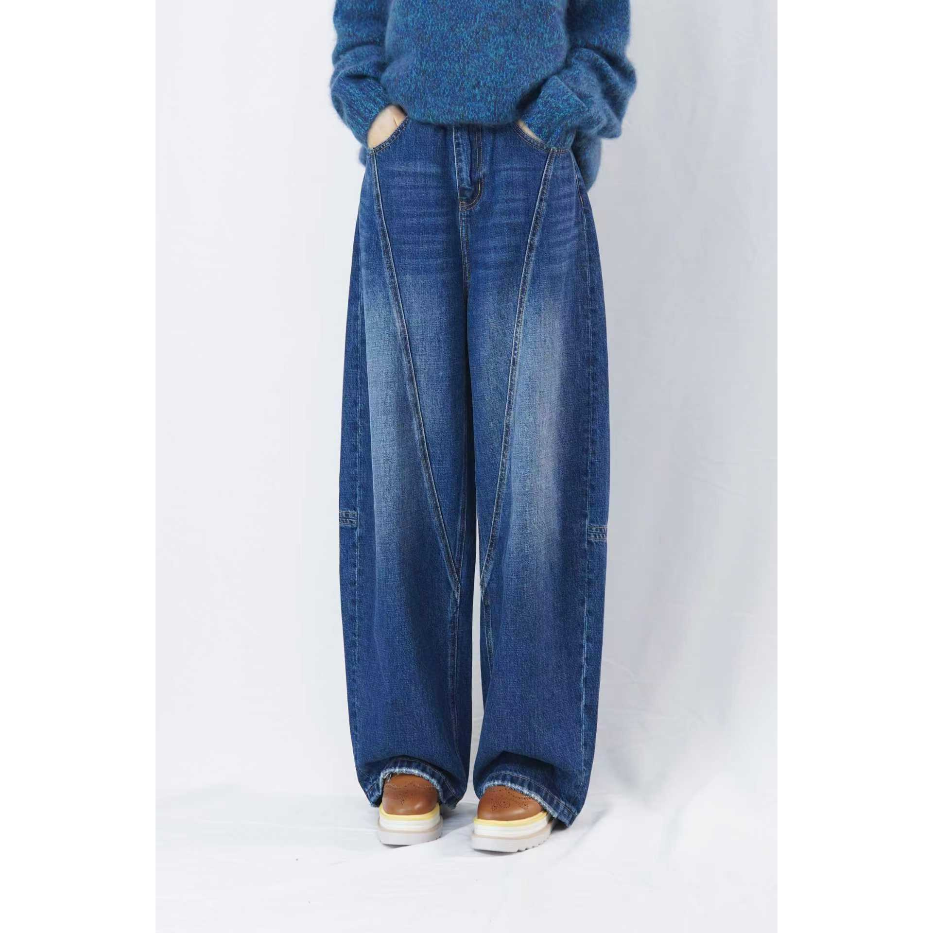 CHUN·「 爱葛莎牛仔U型裤」气质时尚休闲宽松显瘦秋冬休闲复古百搭