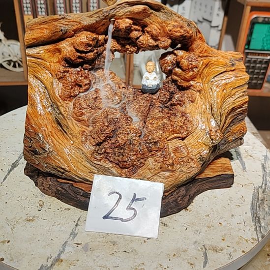 人***@泥塑25北沉香琥珀木天然造型山水摆件。
