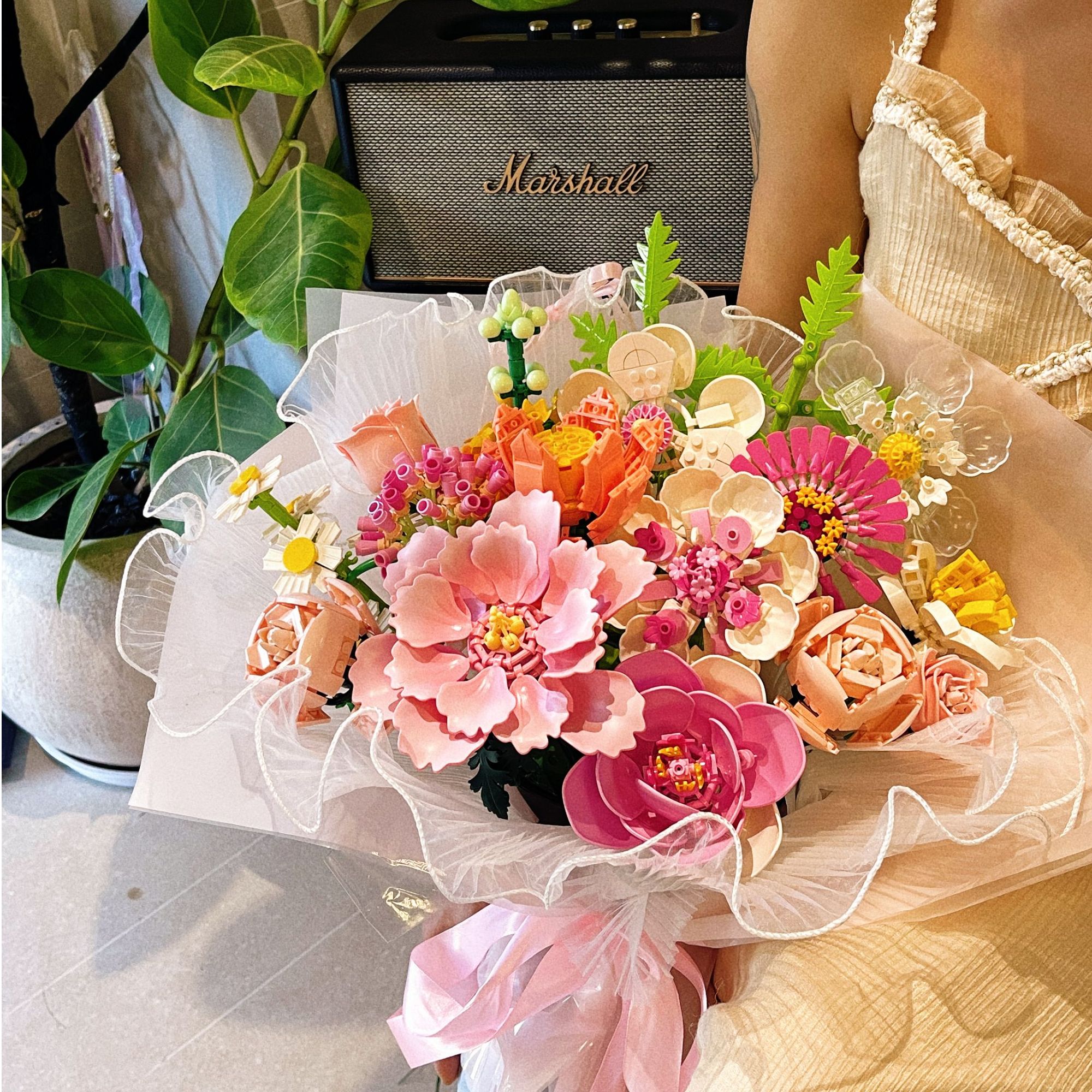 【七夕专属】积木花整套diy材料包积木永生花束套装礼物生日抱抱桶