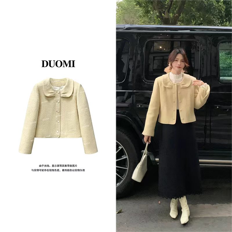 【DUOMI】冬季新款百搭时尚设计感长袖加厚上衣女外套D8071