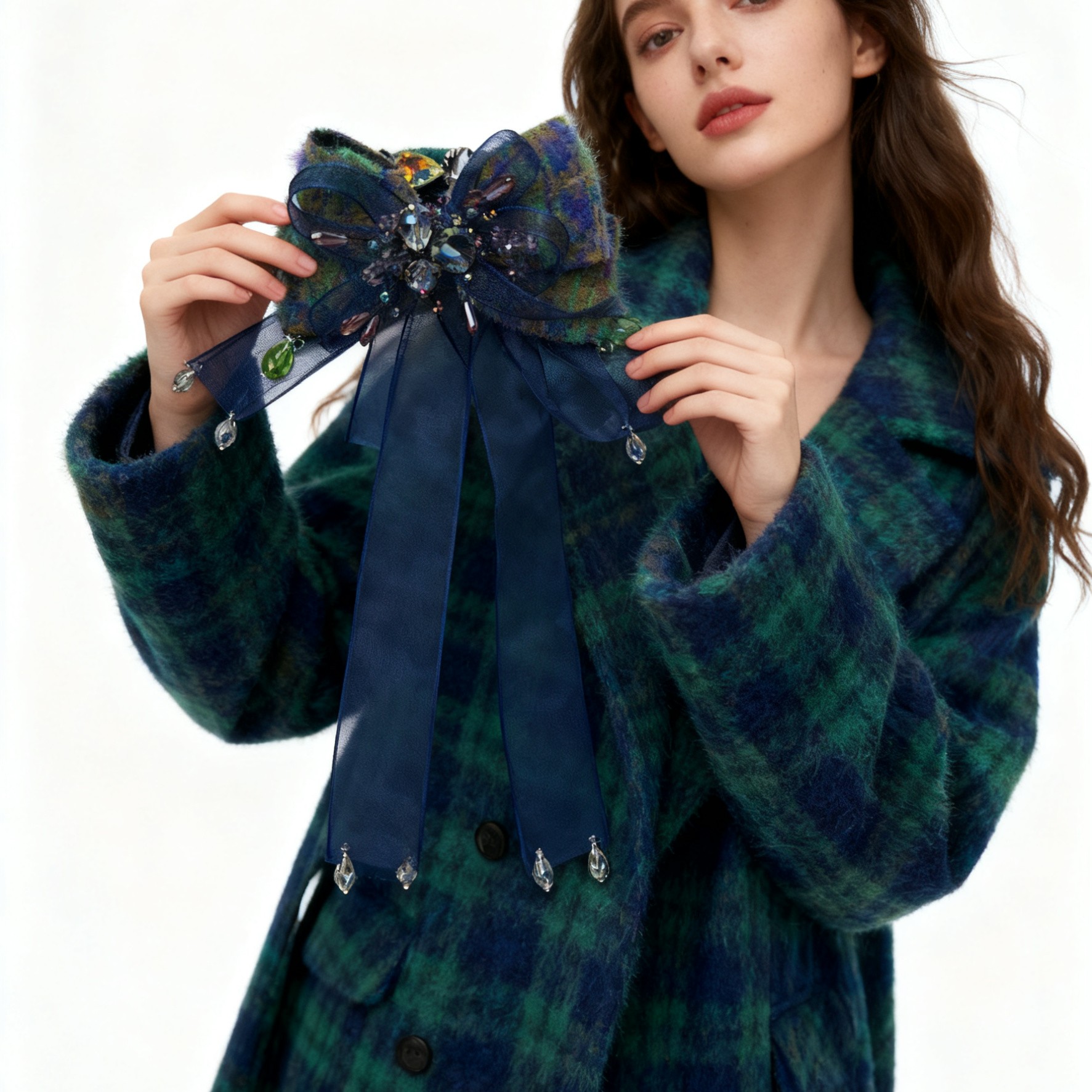 A8152编号紫莹轻奢发饰蝴蝶结方扭夹