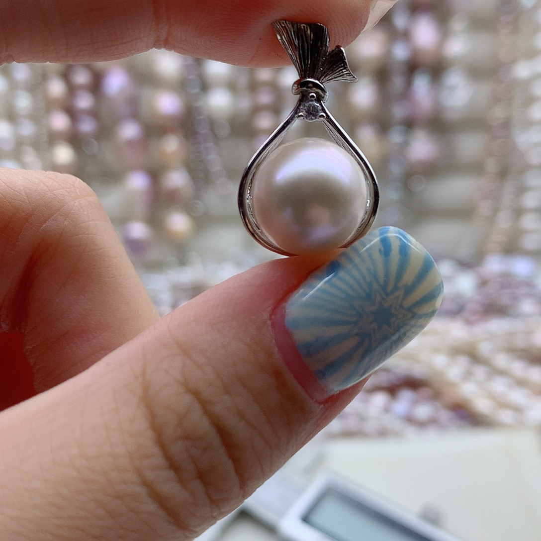 吊坠(不含链)银S925镶嵌淡水珍珠