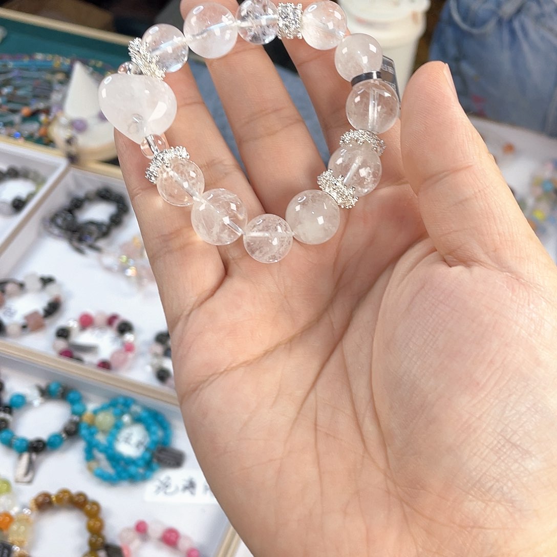 水晶手链银S925镀金镶嵌