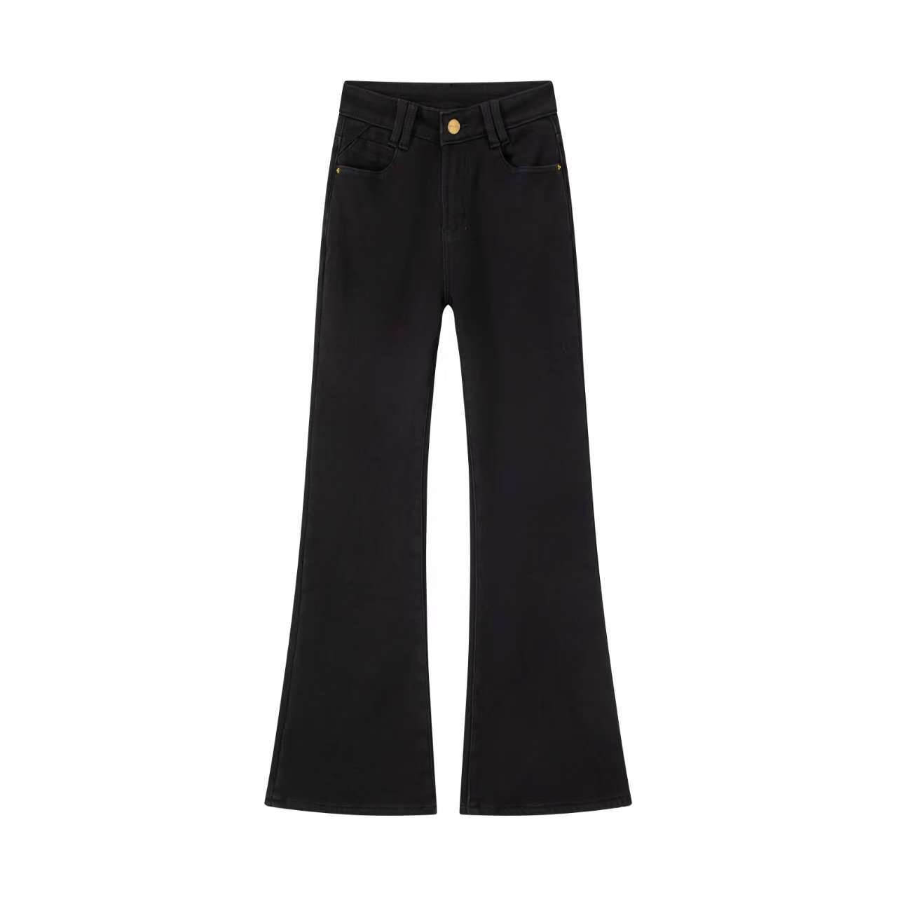 【波尔多黑】·不褪色不泛白冬四面弹显瘦高腰微喇牛仔裤女