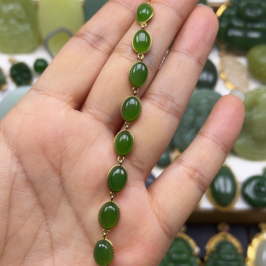 和田玉银S925镶嵌手链