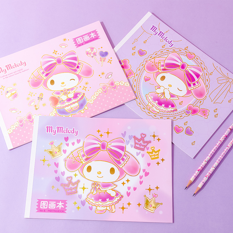 【3本】三丽鸥儿童图画本 小学生幼儿美乐蒂画画涂鸦加厚18张米黄色