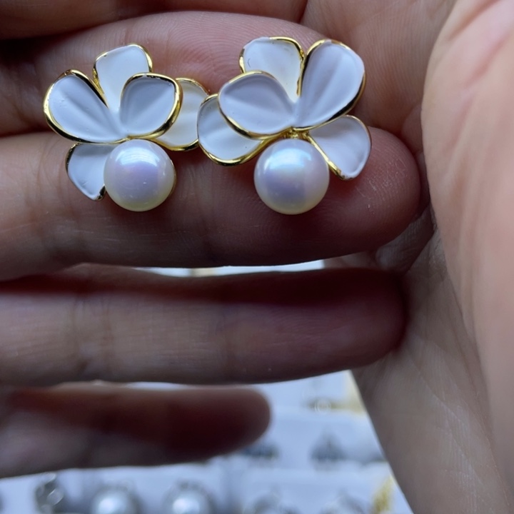 淡水珍珠耳饰银S925镶嵌