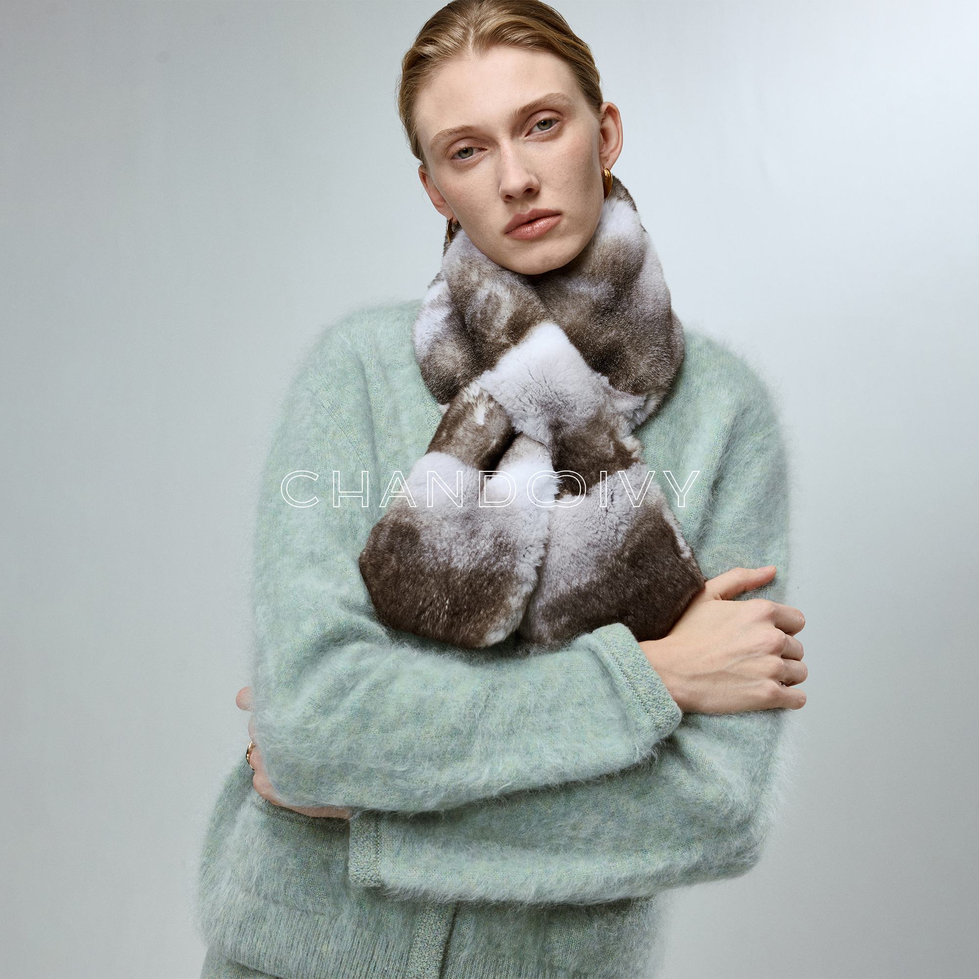 CHANDOOIVY獭兔毛“龙猫纹”青紫蓝色毛慵懒休闲百搭