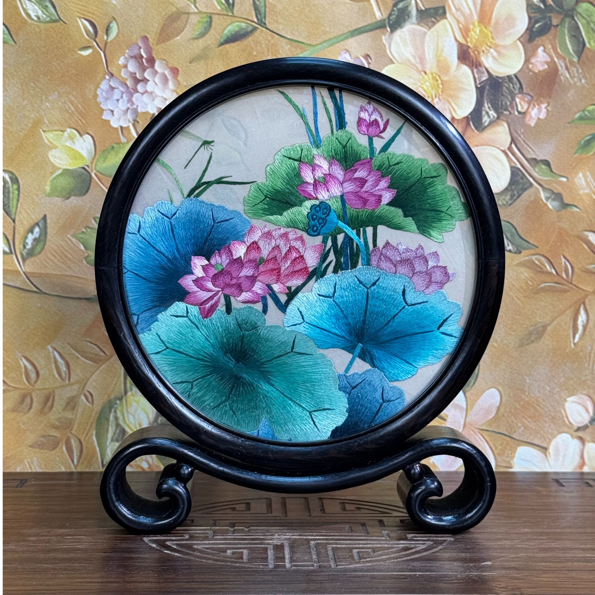 手绣双面绣古风苏绣满堂荷花繁荣刺绣精美款式摆件送礼