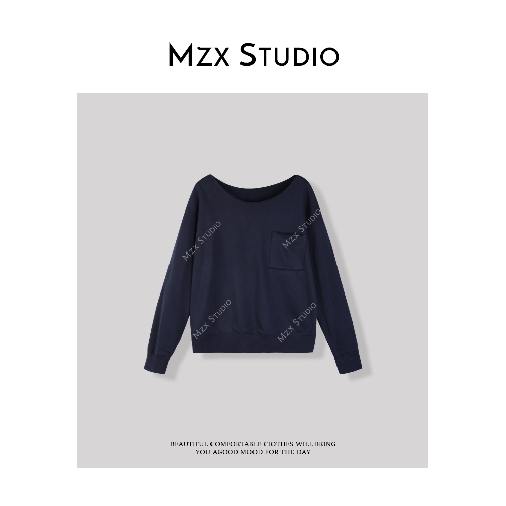 MZX 全棉斜肩设计感小众长袖上衣SY7396-Y