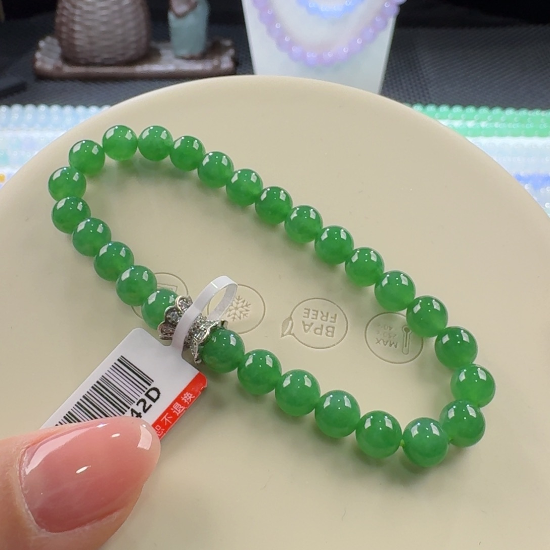 翡翠手链未镶嵌湖水绿单圈6.3mm