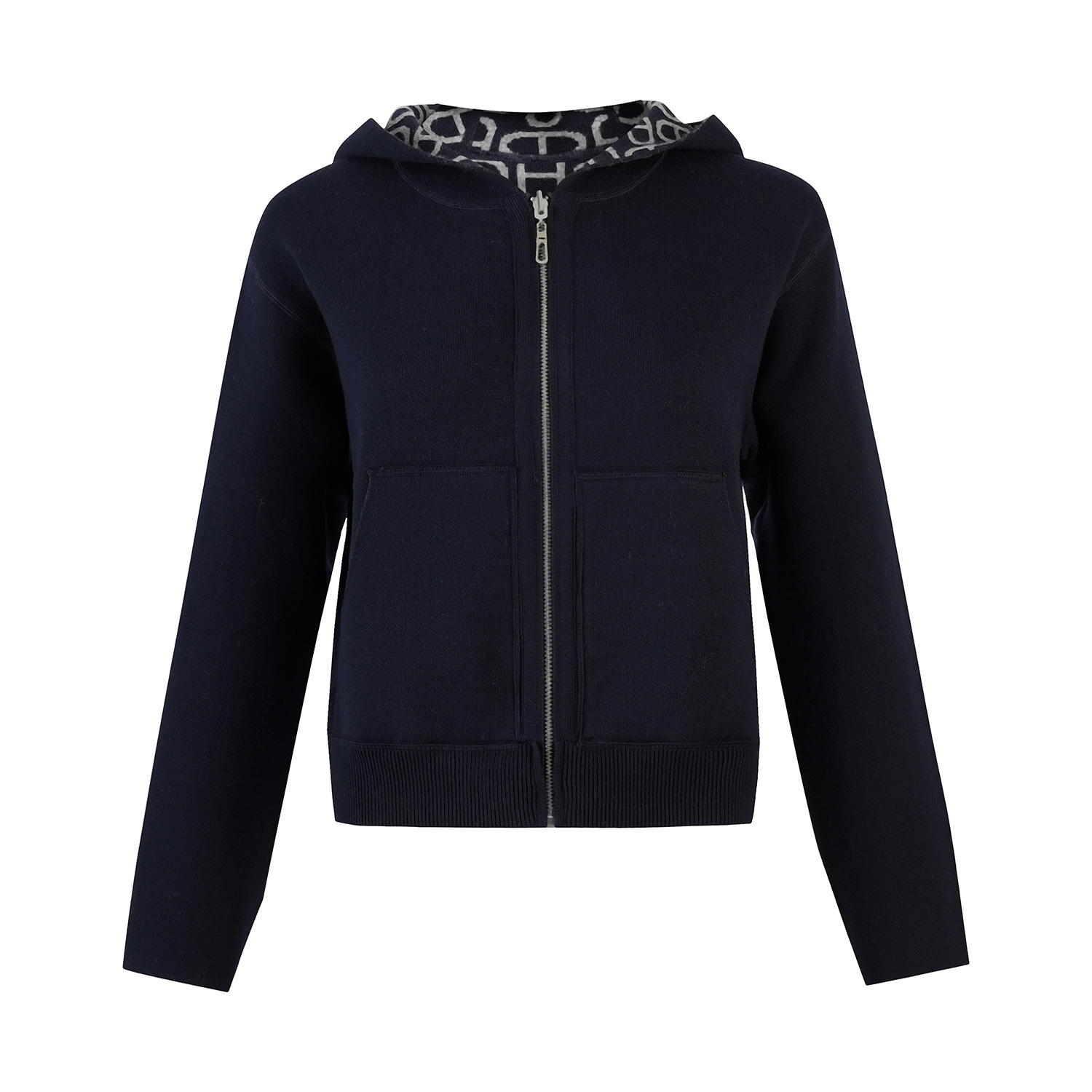 25早春新款重工高级双面针织帽衫字母提花经典两口袋设计高级感女