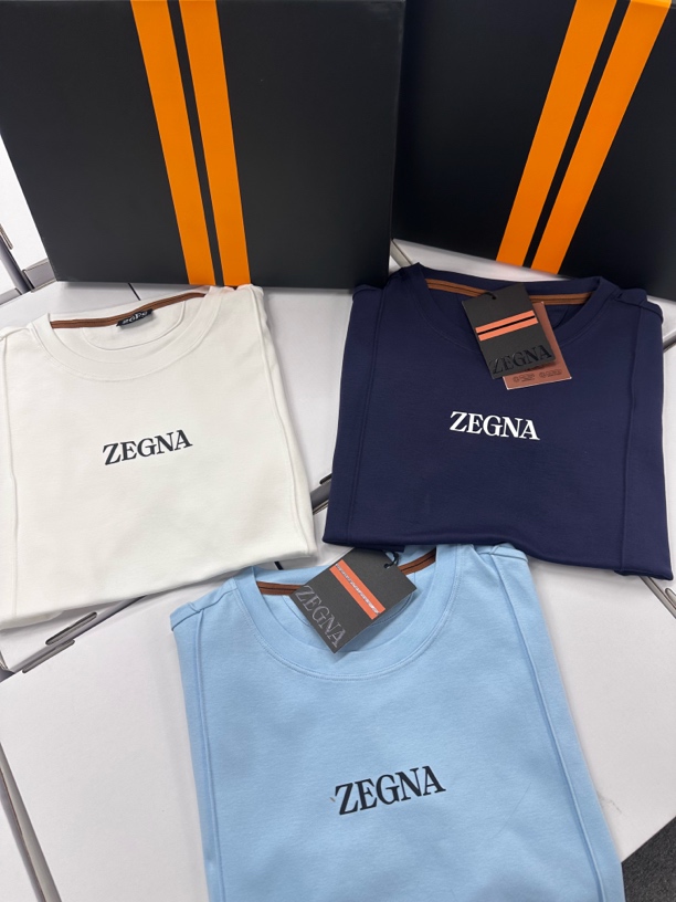 未拆封  ZEGAN杰尼亚字母印花圆领套头合身短袖  常规T恤