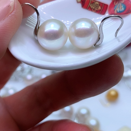 淡水珍珠耳饰银S925镶嵌