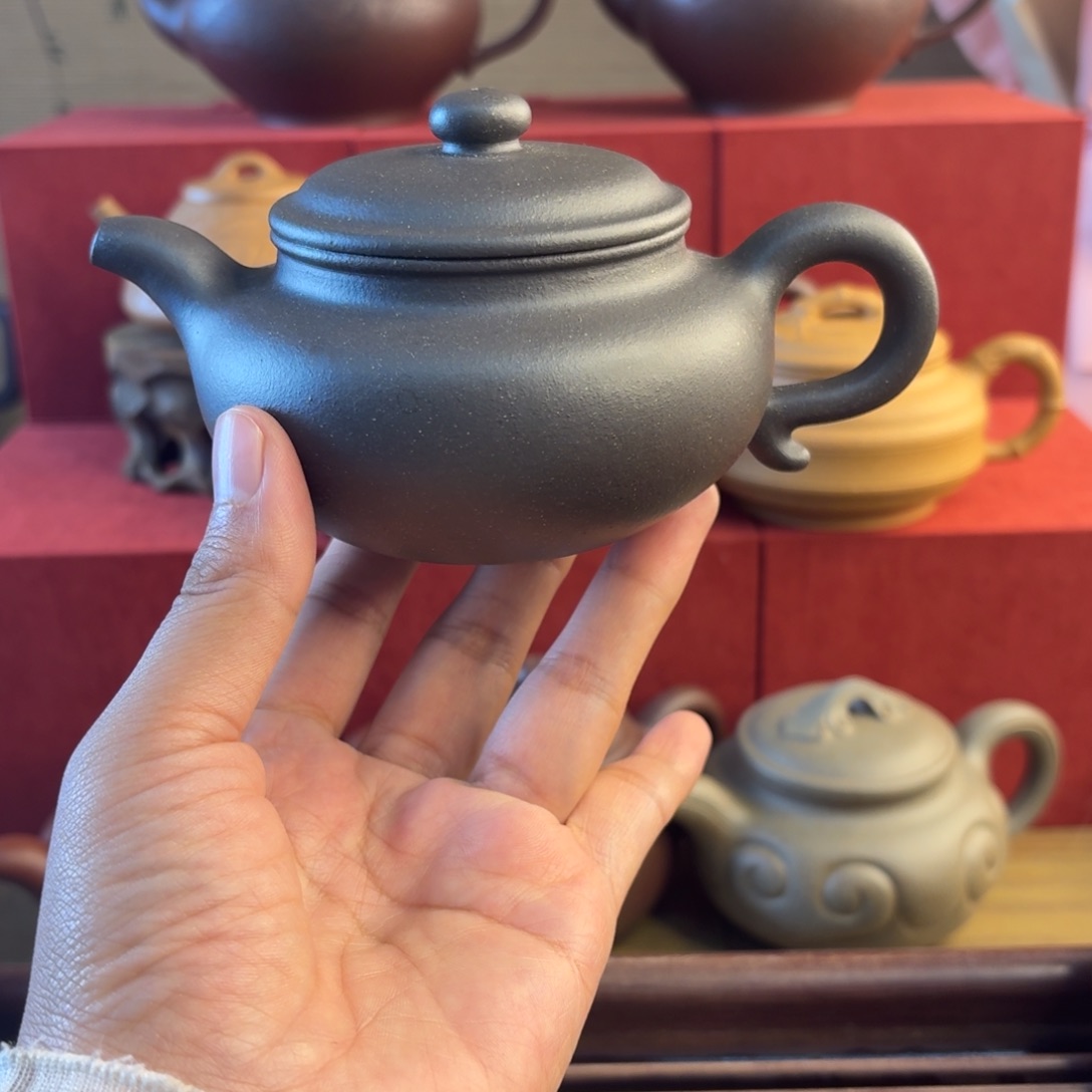 紫泥茶壶微微瑕大水谭天青半手容量240毫升