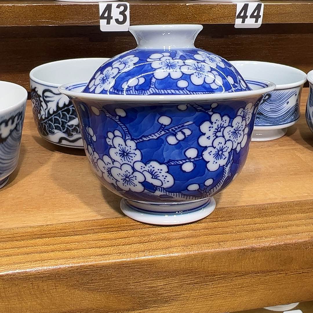 7***丶青花手工冰梅盖碗