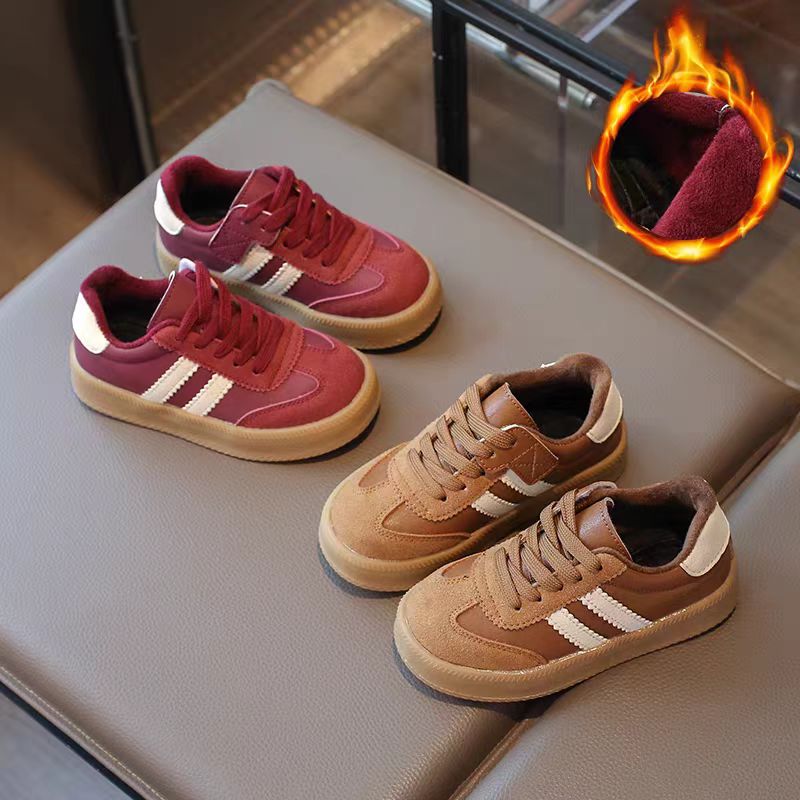 儿童2025冬季新款软底防滑运动鞋皮面加绒男女童德迅2696