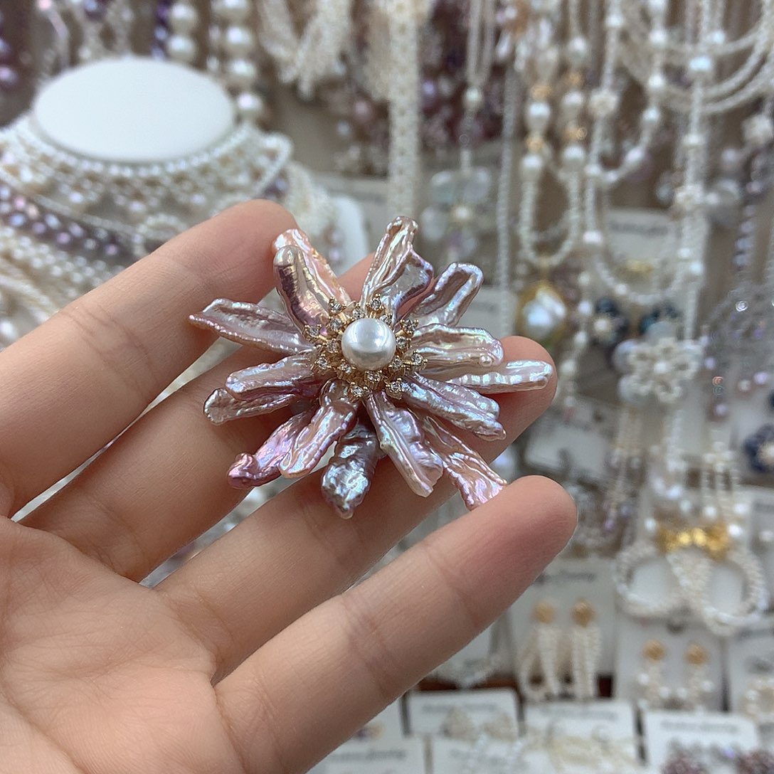 皮***姐银S925镶嵌项链耳饰淡水珍珠