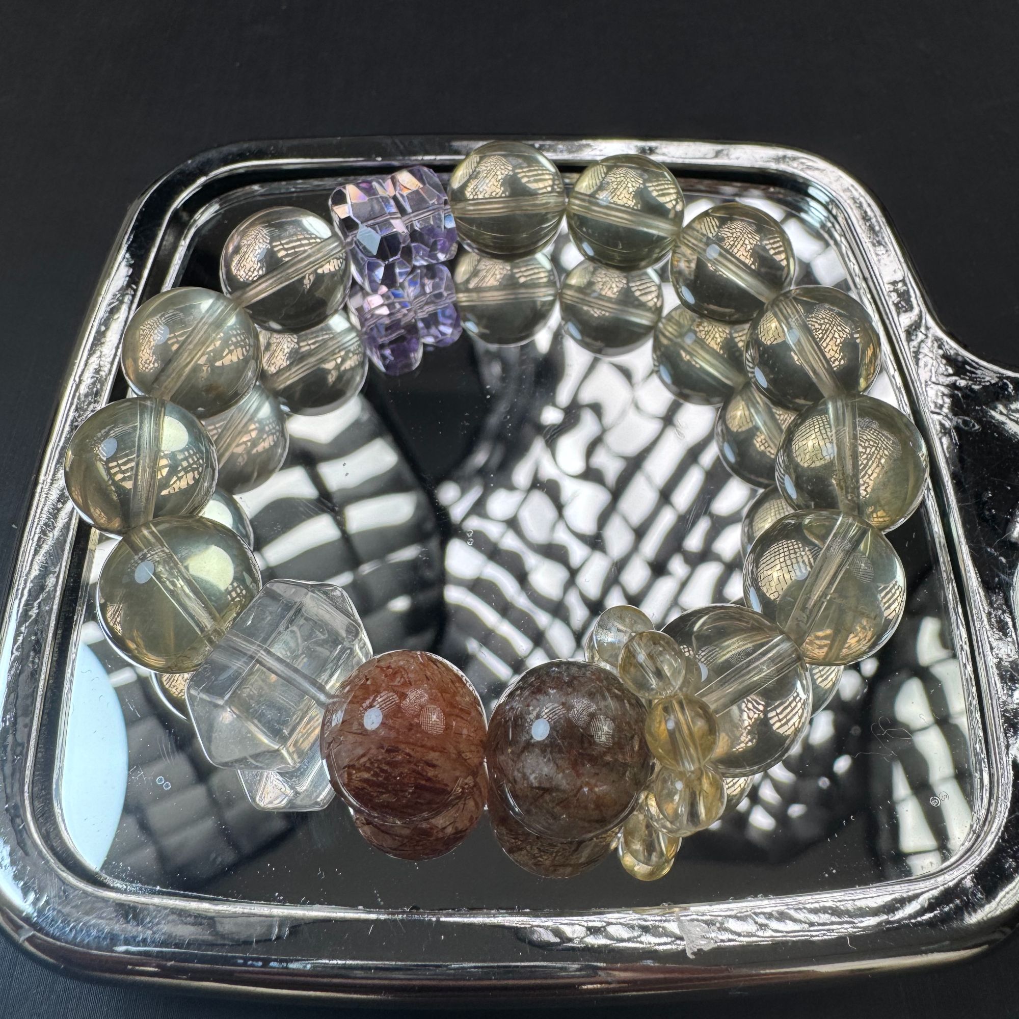 A912 天然原创黄水晶手链13mm+多样性发一