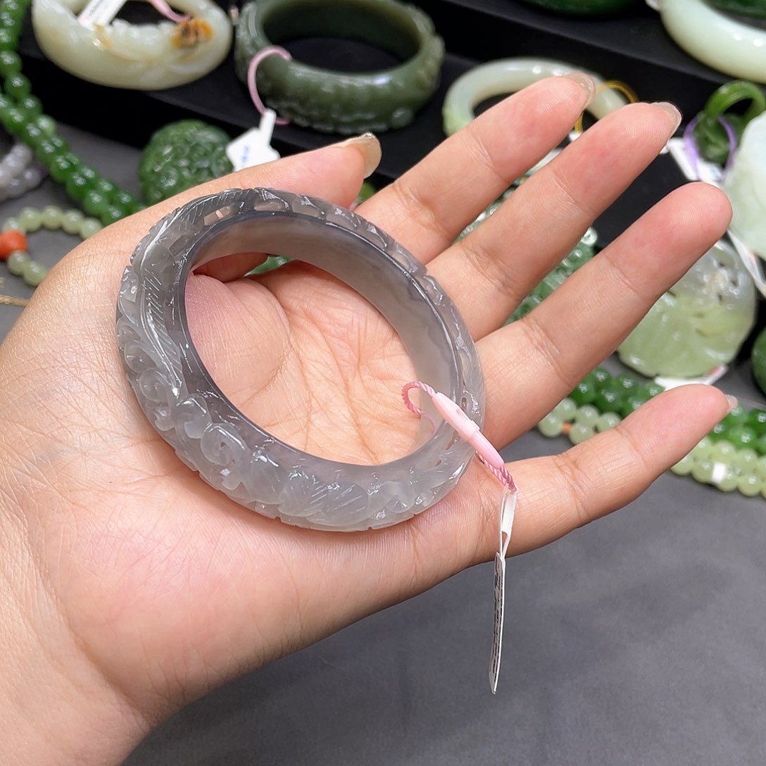 和田玉未镶嵌手镯56圈口14