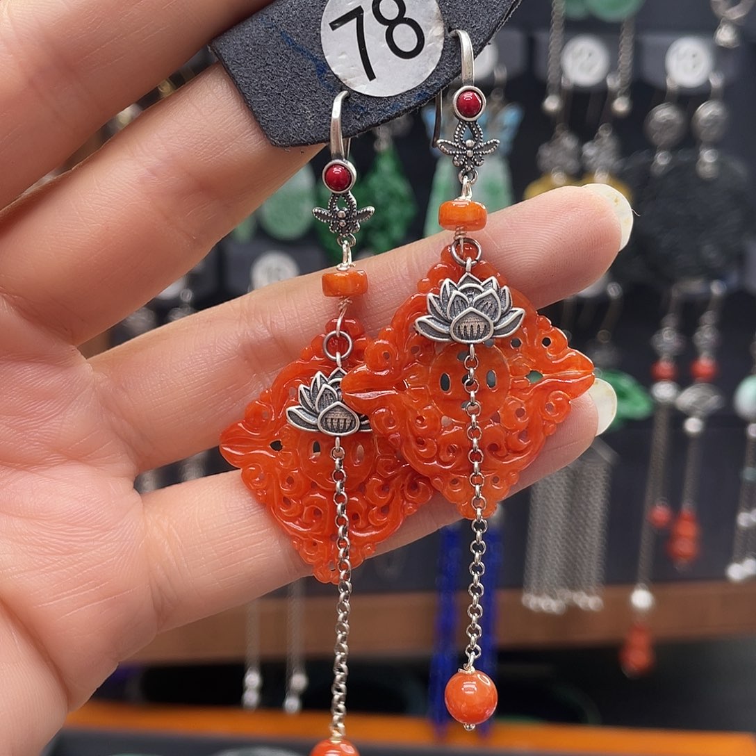 翡翠耳饰银S925镶嵌****?281hnnhhhh