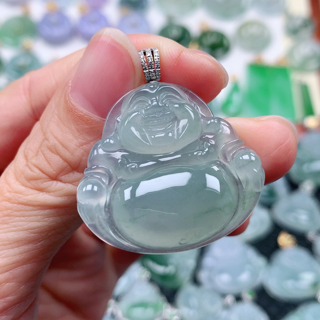 翡翠吊坠(不含链)18K金镶嵌