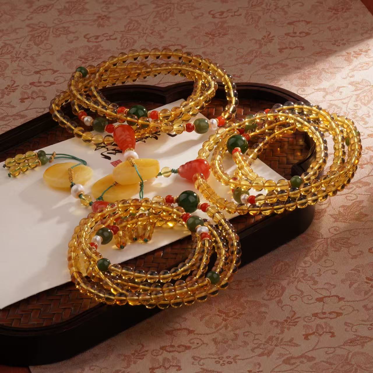 天然蓝珀多圈手串—多样性发其一