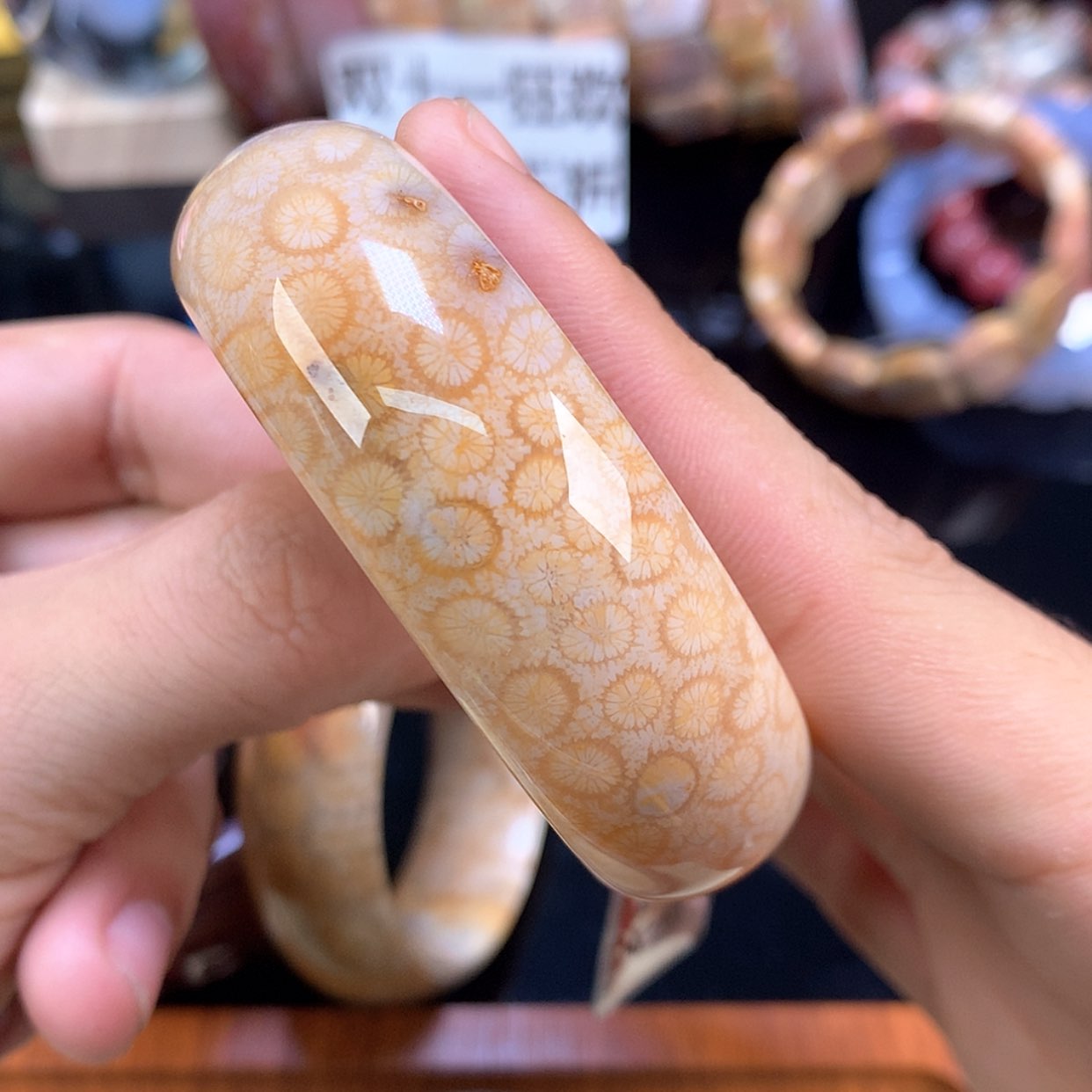 【闪购商品】颈饰未镶嵌硅化珊瑚（珊瑚玉）102号52.4圈雏菊豹纹