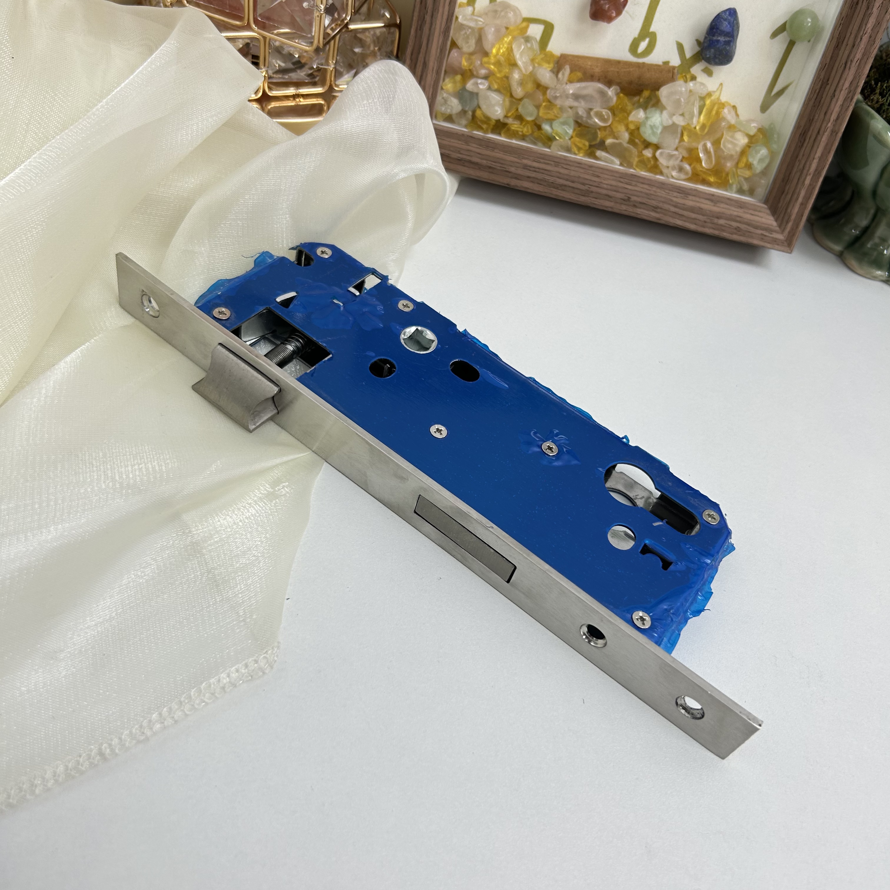 （拍一发五）塑钢门指纹锁体全钢85孔断桥铝门锁体