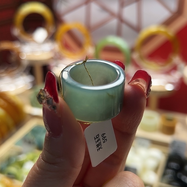 蛇纹石玉戒指未镶嵌内径18.3