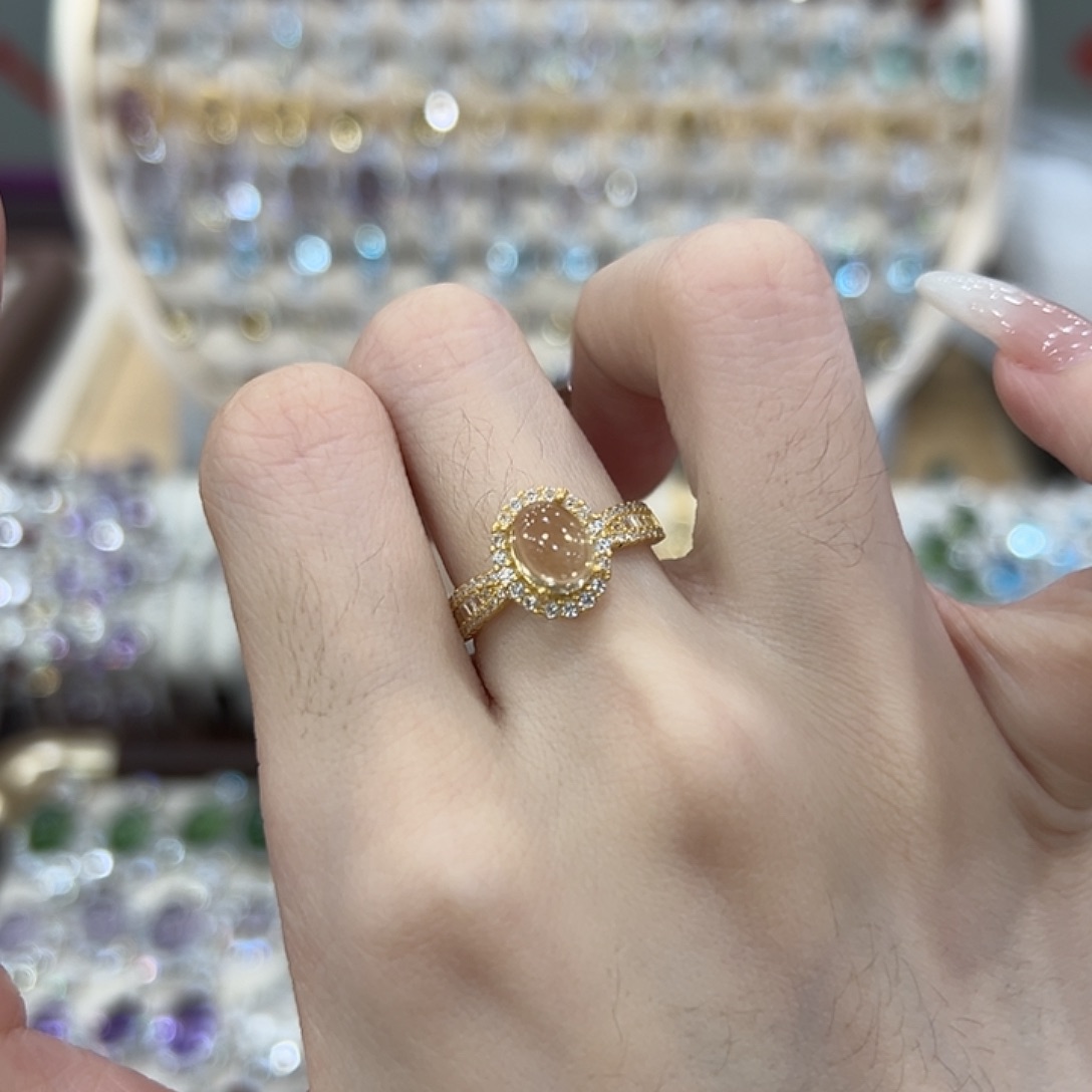 戒指黄晶银S925镶嵌