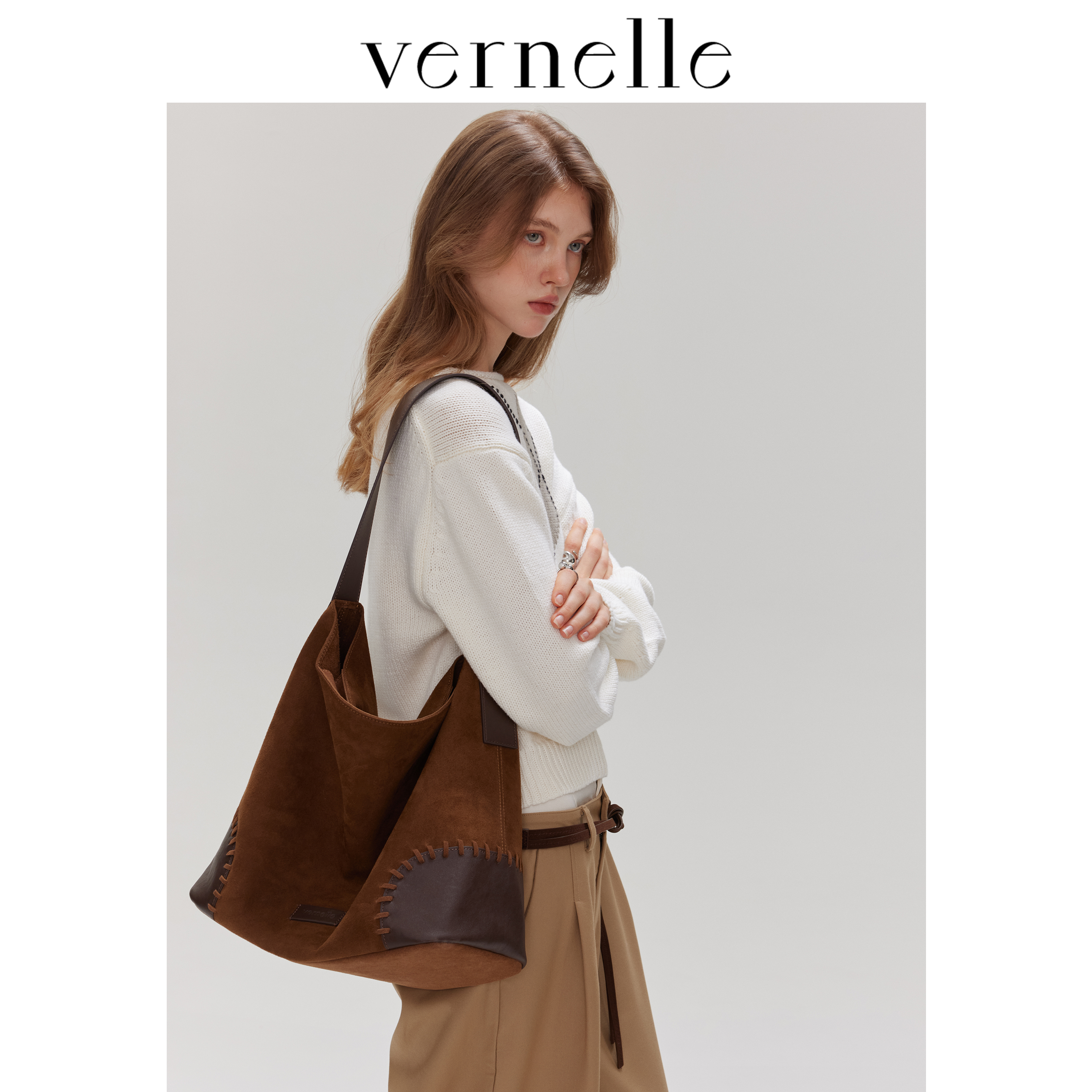 vernelle秋冬原创复古大容量小鹿包单肩hobo包女包