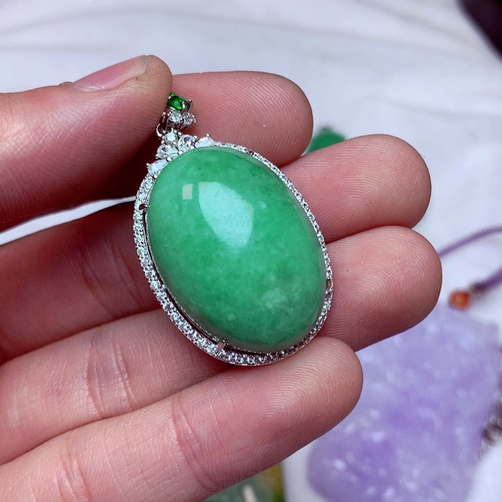 翡翠吊坠(不含链)银S925镶嵌万*红