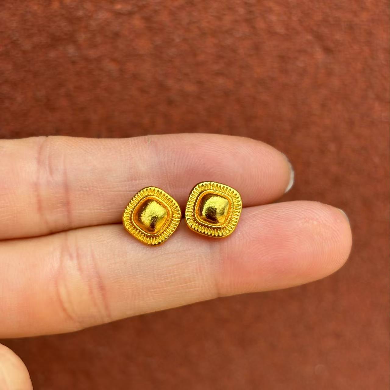 足银耳饰 569精美方块耳钉