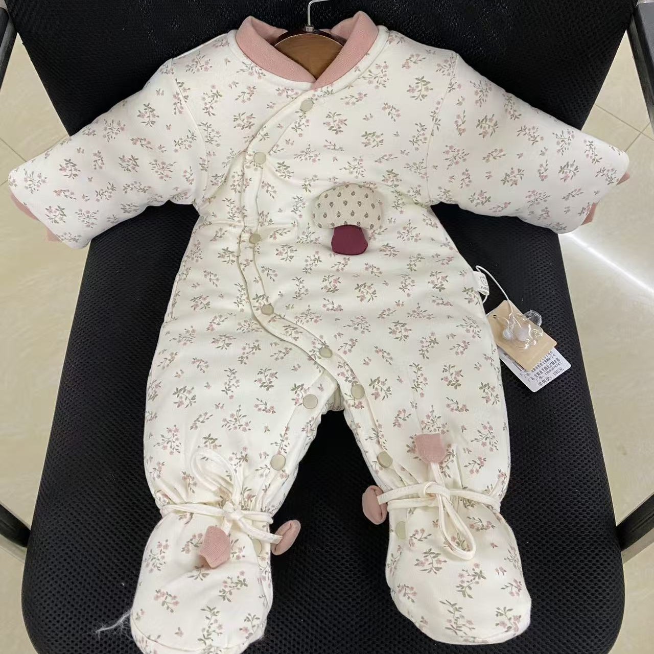 新款450克棉花加厚包脚连体衣大碎花（可机洗）