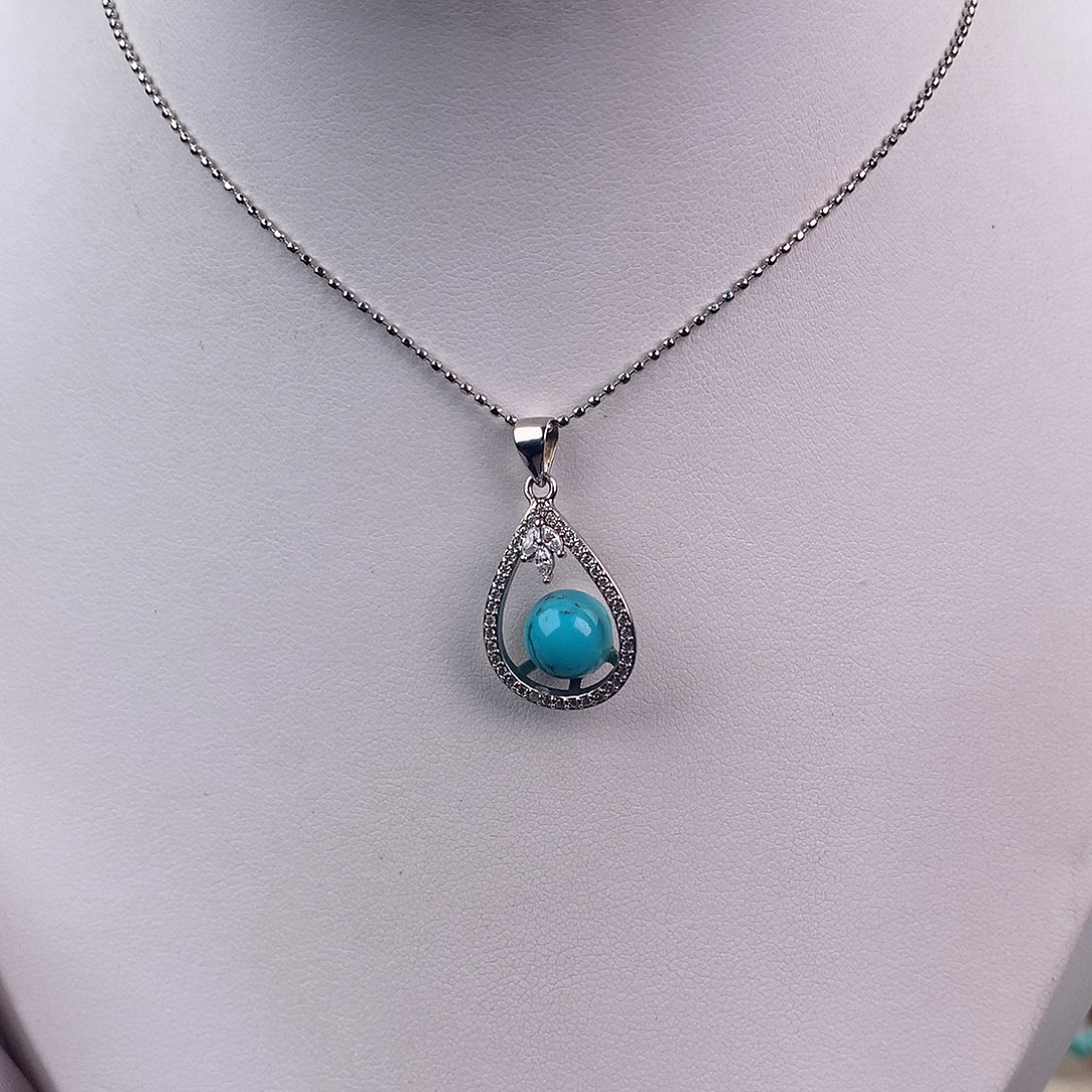 绿松石银S925镶嵌颈饰