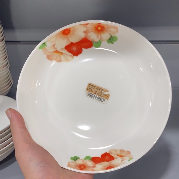 陶摆件120号4个装8英寸红杜鹃红花深圆盘