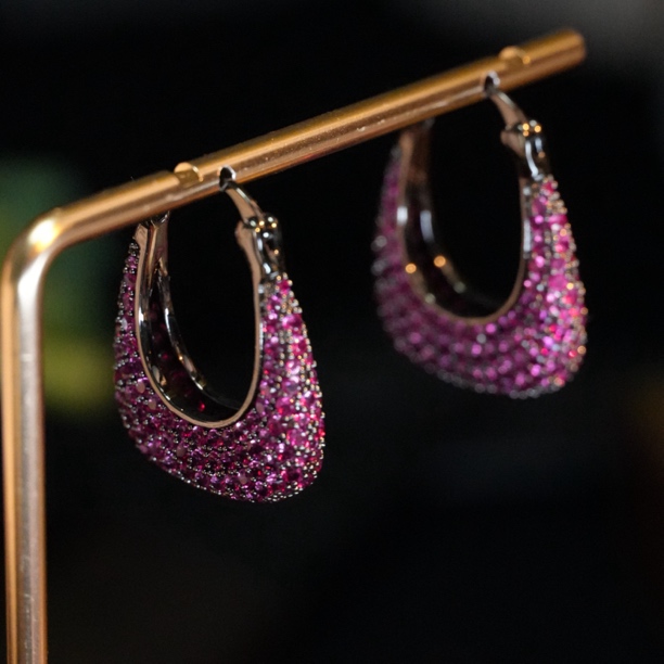 铜合金耳饰 A171秋冬复古红轻奢耳环女时尚气质高级感百搭耳饰