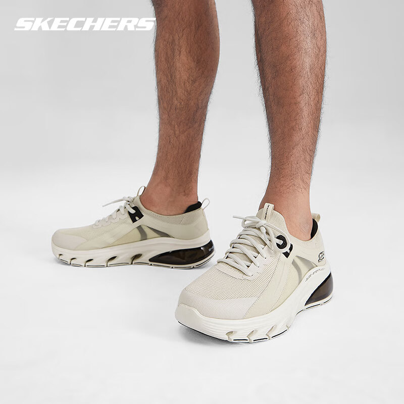 Skechers斯凯奇男鞋2024夏季新款绑带休闲鞋网布耐磨透气运动鞋