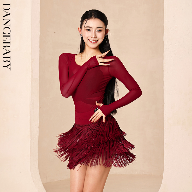 dancebaby拉丁舞女士上衣国标舞服日常练功服舞衣2025新款YD217