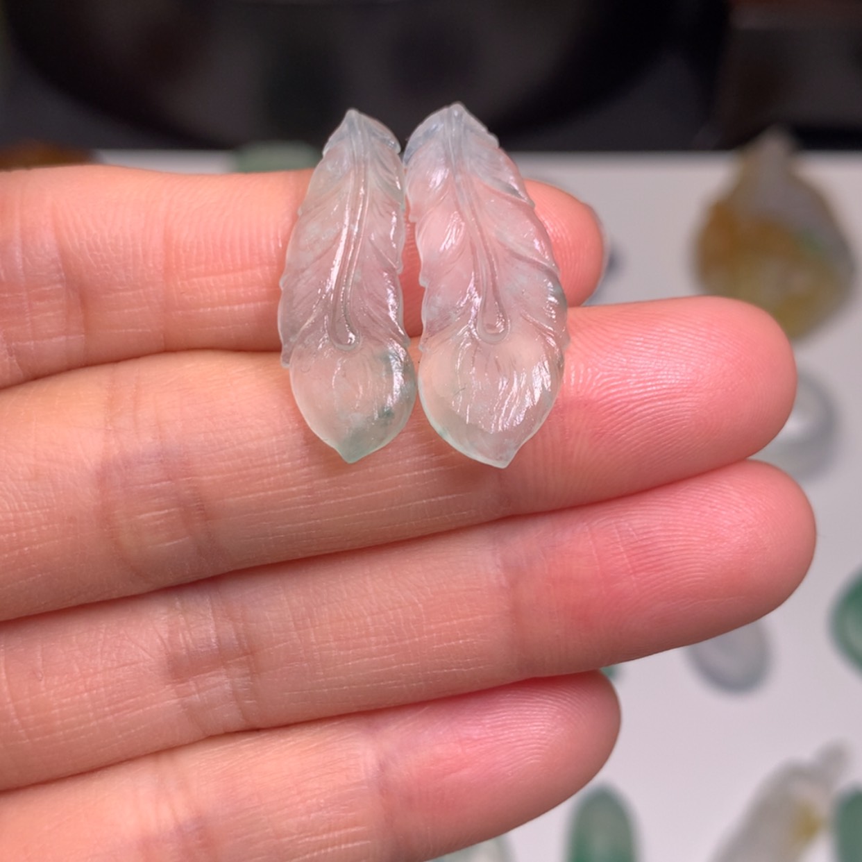 【闪购商品】定制翡翠未镶嵌缅甸翡翠冰花羽毛