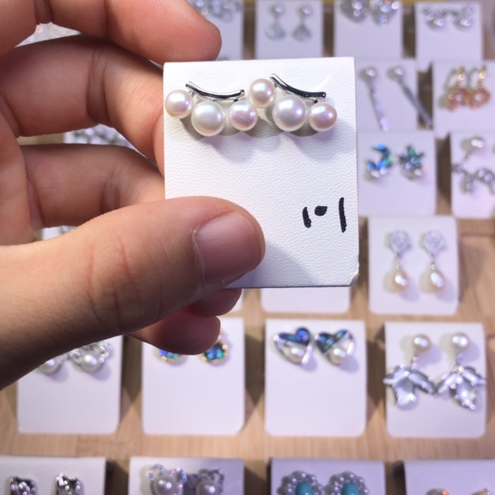 淡水珍珠耳饰银S925镶嵌