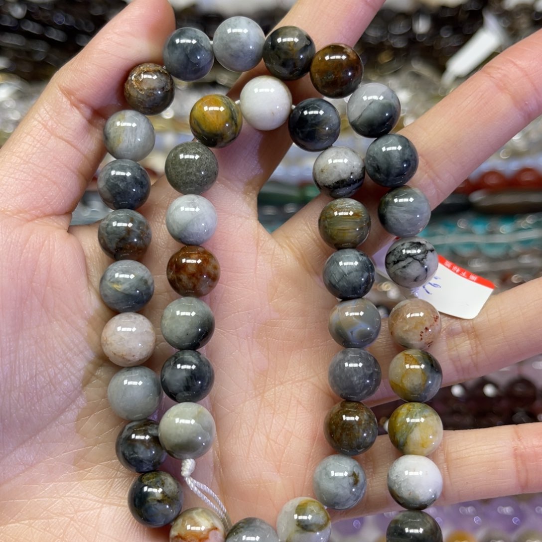 玛瑙/玉髓散珠天然鹰眼石卡10长条38厘米